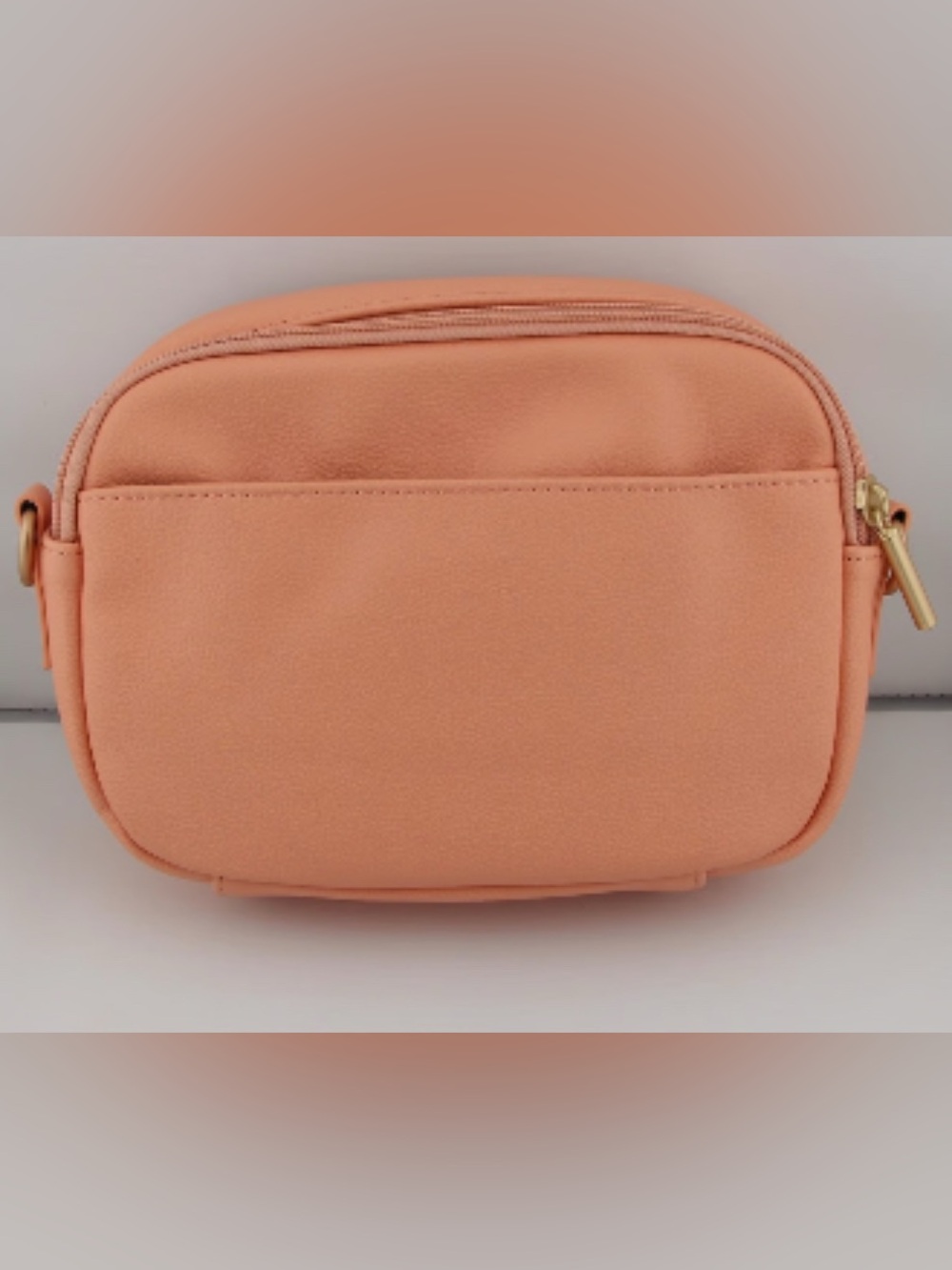 NWOT Thirty One Bags Double Zip Crossbody Bag, Coral Peach Smooth Pebble - Picture 2 of 8